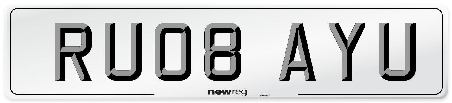 RU08 AYU Number Plate from New Reg